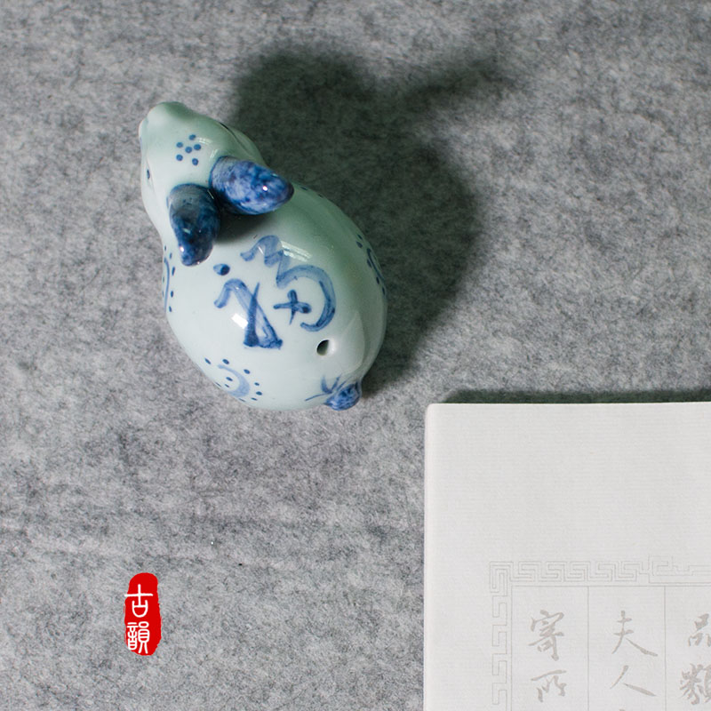 景德镇陶瓷砚滴文房四宝创意手绘水滴壶书滴仿古磨墨砚台加水水盂