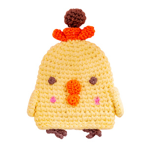 成品 可爱卡通小鸡动物纯手工毛线编织钥匙包 可拉伸抽绳钥匙扣