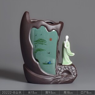 中国风盆景盆陶瓷花盆绿植青瓷手绘紫砂古典意境客厅桌面造景花盆