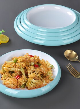 北欧密胺盘子圆盘火锅菜盘商用创意酒店餐厅骨碟仿瓷塑料烤肉餐盘