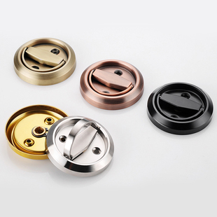 纯不锈钢嵌入式暗拉手环黑色化妆室隐藏式圆形隐形消防酒店门锁