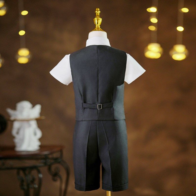 男童礼服高级感夏短袖毕业演讲朗诵表演儿童主持人钢琴演出服六一