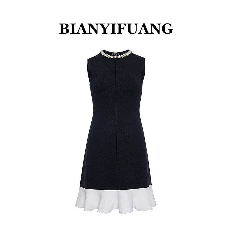 BIANYIFUANG2026夏新款女装法式珍珠小香风连衣裙家千金包臀短裙
