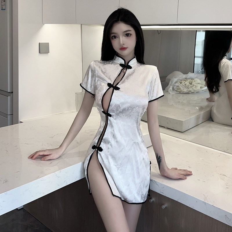150cm矮小个子性感旗袍xs式超短短袖修身包臀连衣裙145加小码xxs