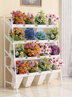 花店花架鲜花展示架铁艺梯形多层摆放架室内醒花桶置物架子花卉架