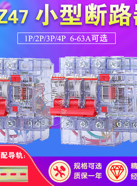 漏电保护开关DZ47LE-63A 1P 2P 3P 4P透明空气开关带漏电保护家用