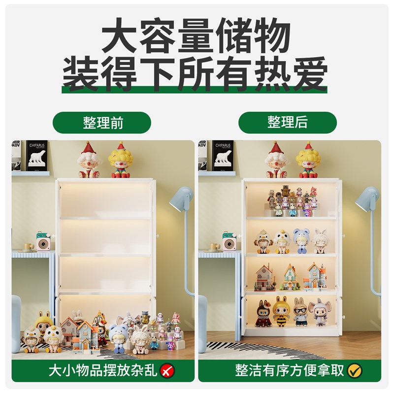 铁艺书架家用儿童手办柜谷子痛柜二次元铁皮钢制可移动储物收纳柜图片