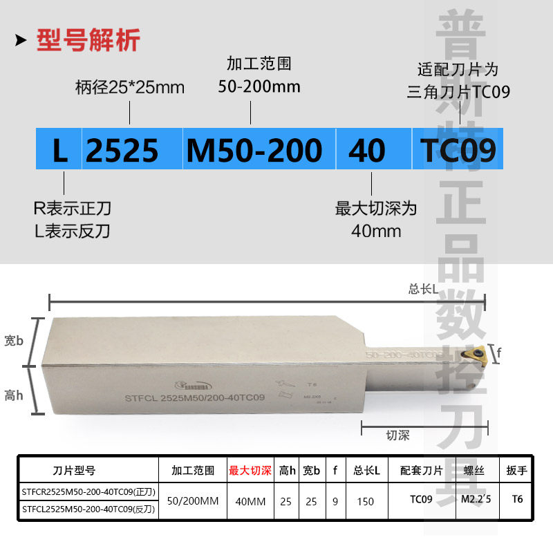 悍狮霸大切深端面槽刀杆STFCR2020/2525K30/50-200-20/40TC09