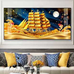 饰一帆风顺挂画客厅钻石画风水招财玄关餐厅壁画单幅 办公室字画装