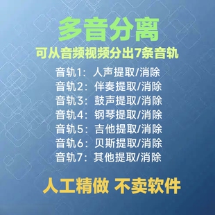 音轨人声舞蹈音乐分离视频音频伴奏钢琴鼓声吉他贝斯乐器提取消音