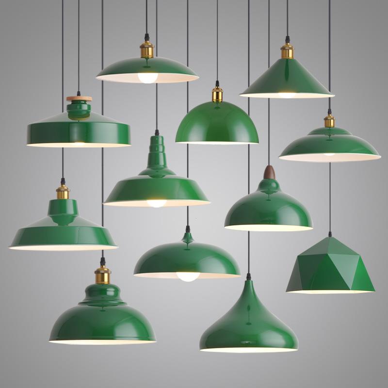 简约现代墨绿色创意个性工业风火锅店饭店普商用灯罩单头餐厅吊灯
