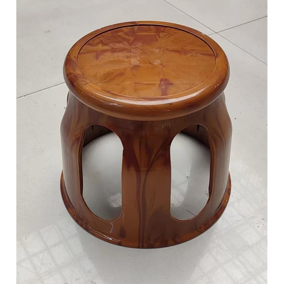 W6塑料凳子家用加厚时尚仿木纹矮凳客厅换鞋凳浴室凳可叠放小圆凳