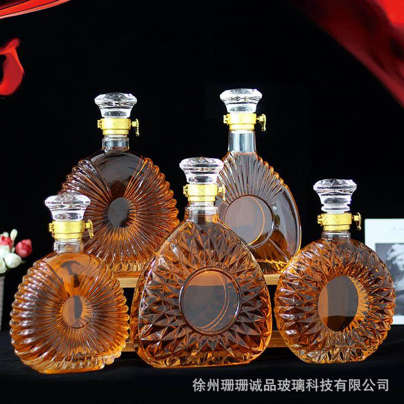 创意玻璃白酒瓶700ml洋酒瓶威士忌酒柜摆件500ml醒酒储酒器