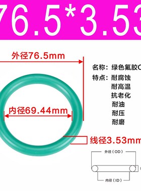 氟胶O型圈内径63.09/66.27/69.44/72.62/75.79/78.97/82.14*3.53
