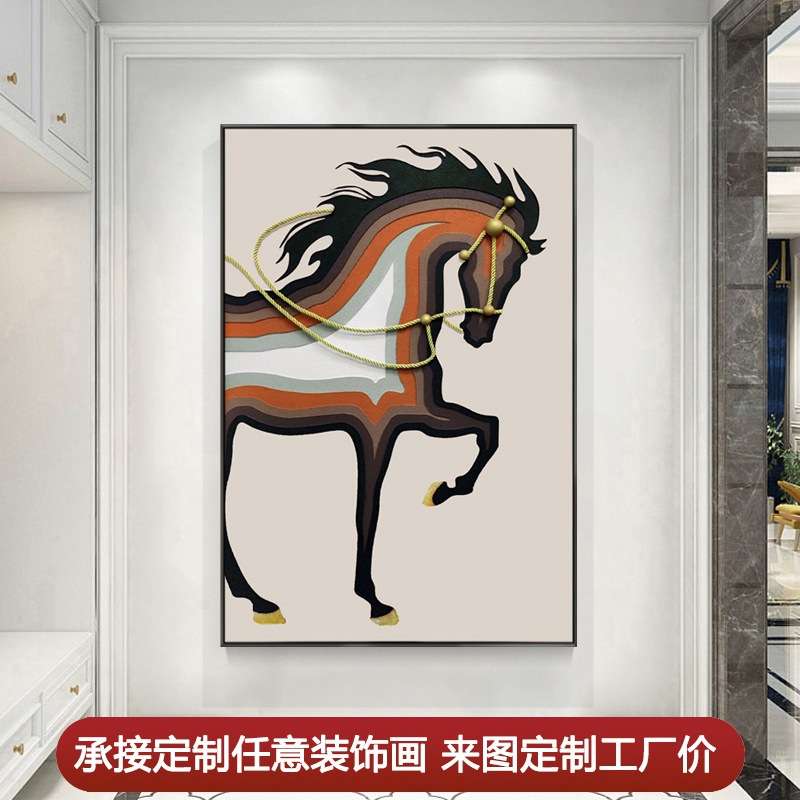 装饰画客厅沙发背景墙书房立体雕刻实物挂画落地玄关高端马墙壁画图片