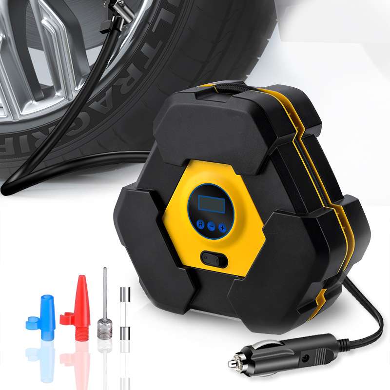 带灯三角形数显智能12V便携式轮胎电动打气泵汽车用品车载充气泵