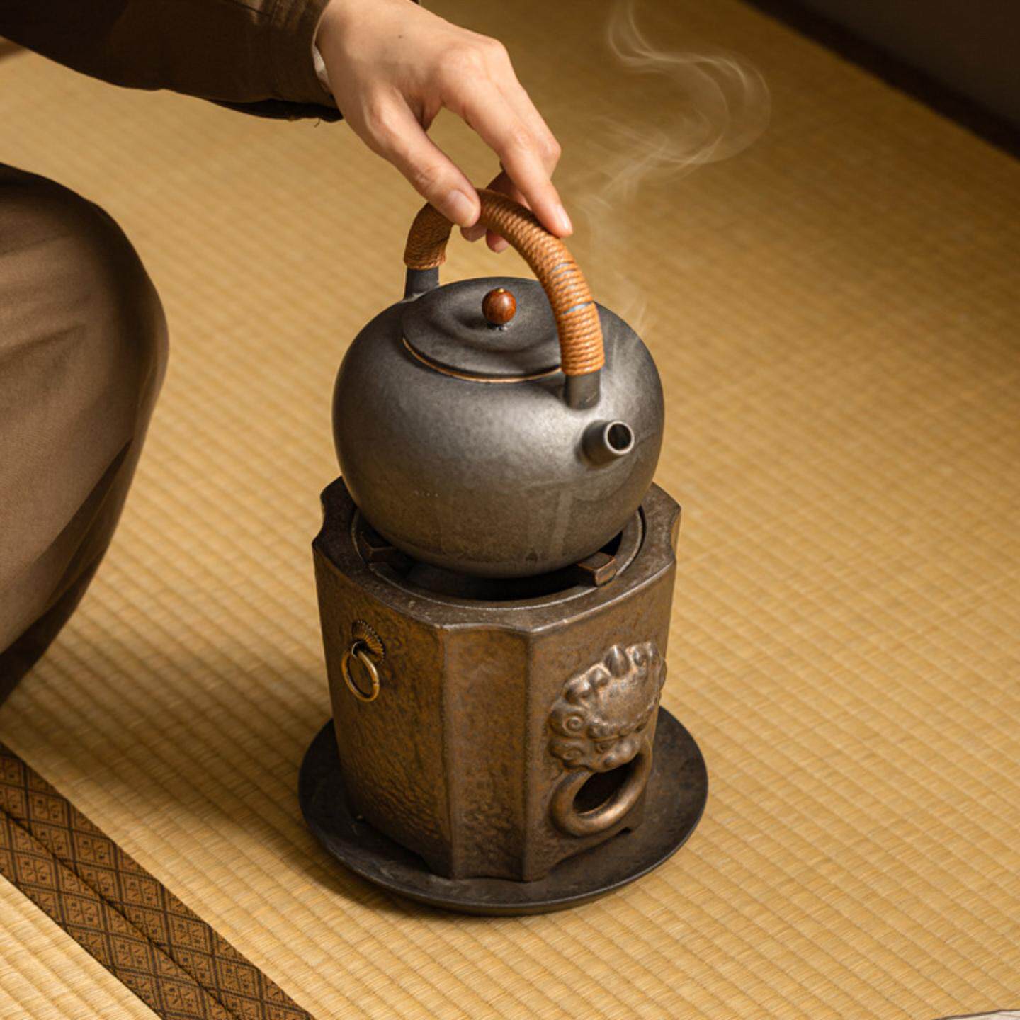 复古粗陶围炉炭火煮茶壶户外野营