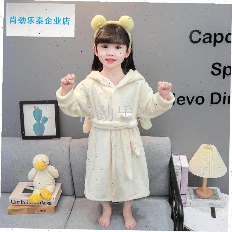 童浴袍秋冬季法兰绒小童宝宝连帽珊瑚绒睡袍Q小女孩保暖洗澡浴巾l