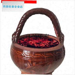 l传统手提小火笼暖手烘脚木炭取暖烤火炉老O人取暖家用室内烘笼