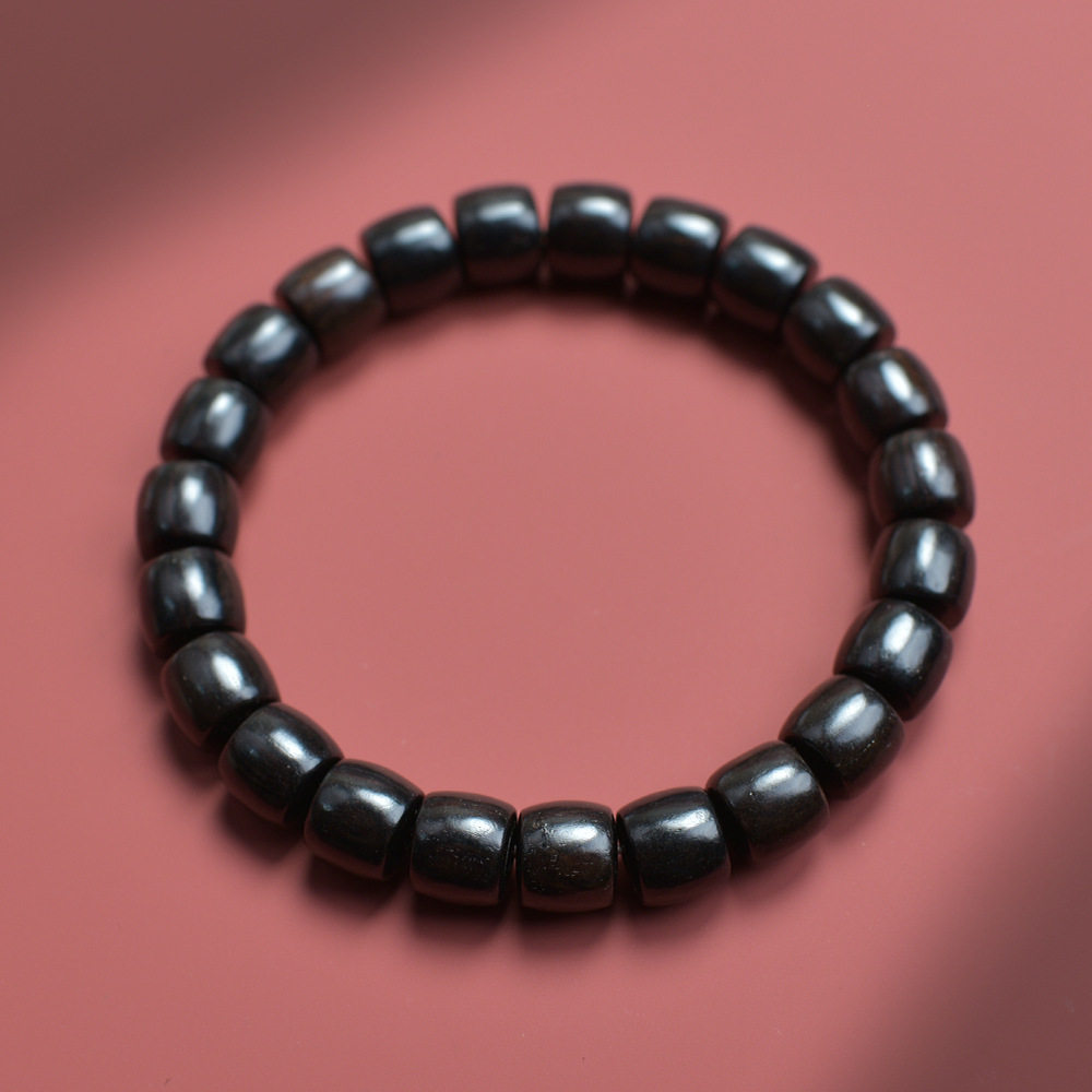 Vietnamese Black Rosewood Sandalwood Bracelets Like Hainan Huanghuali Buddha Beads Jewelry Straight Cut Barrel Beads Bracelet Cultural Toy Jewelry