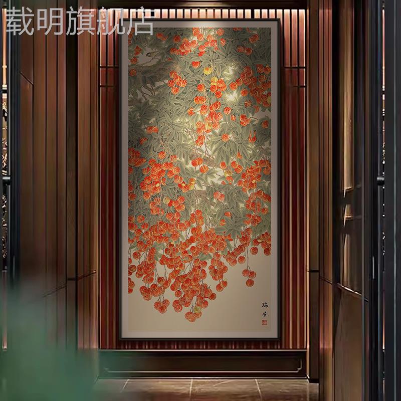 新中式入户玄关装饰画高档酒店别墅会所走廊巨幅挂画现代简约壁画图片