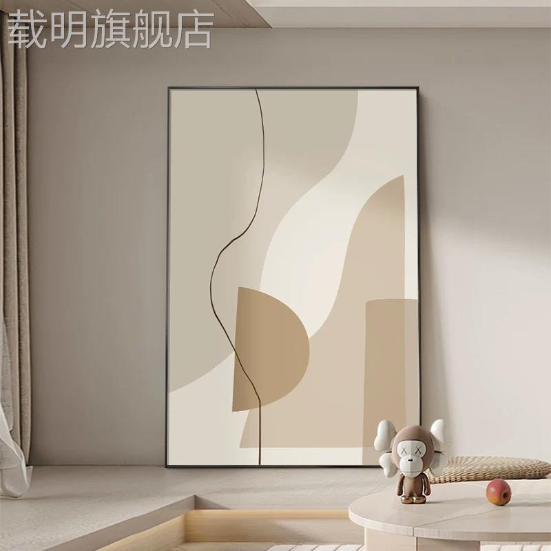 莫兰迪色系抽象线条色块装饰画奶油风客厅沙发墙挂画极简玄关壁画图片