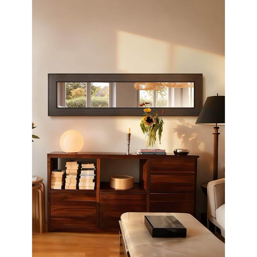 真镜子中古风装饰画横幅横版长条客厅卧室餐厅饭厅玄关画镜面挂画