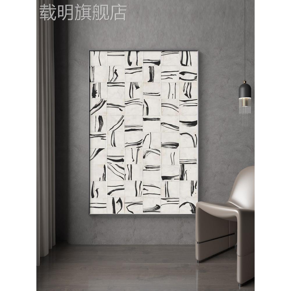斯堪的纳维亚抽象Normcore客厅装饰画简单的黑白灰线挂画软装饰设图片