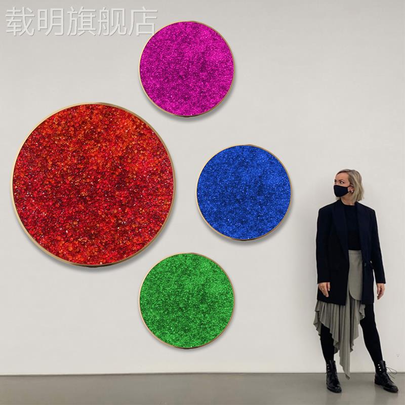 酒店现代高级装饰画 画圆形压克力钻石装置玄关入户饭厅客厅墙面图片