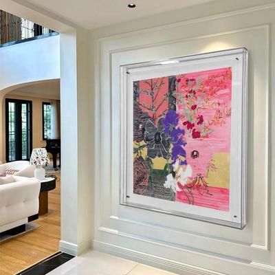 法式中古风植物花卉亚克力装饰画小众艺术客厅玄关餐厅大幅挂画
