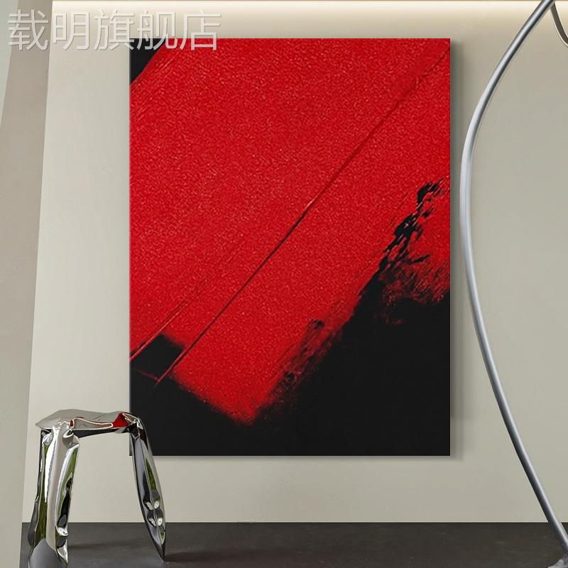意式极简酒店餐厅挂画现代简约几何线条黑白装饰画高级感抽象油画图片