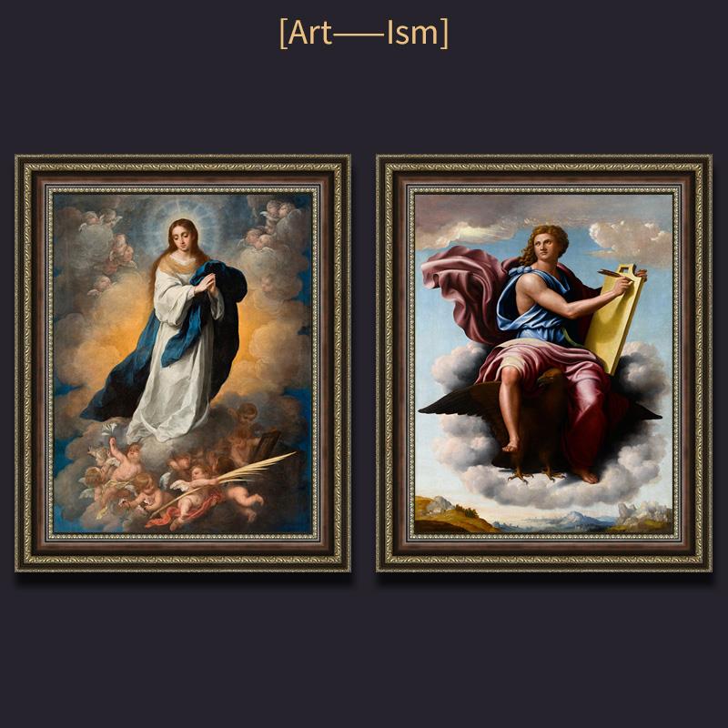 文艺复兴人物画欧式咖啡厅装饰画酒吧走廊过道竖版挂画复古美式