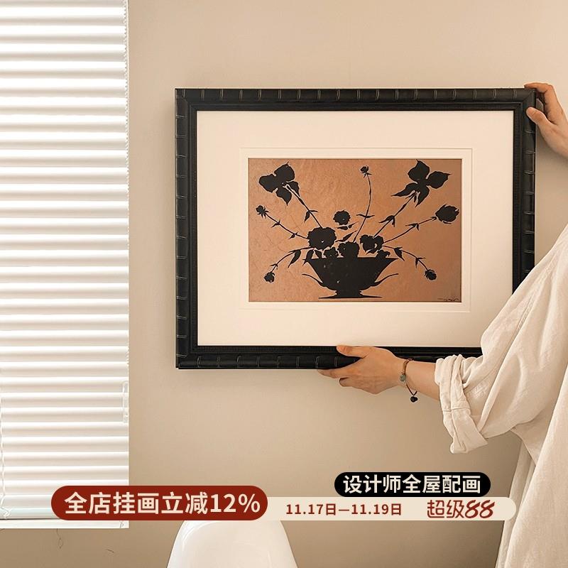 玫瑰剪影中古风电表箱装饰画定制照片来图订做遮挡开关强弱配电箱