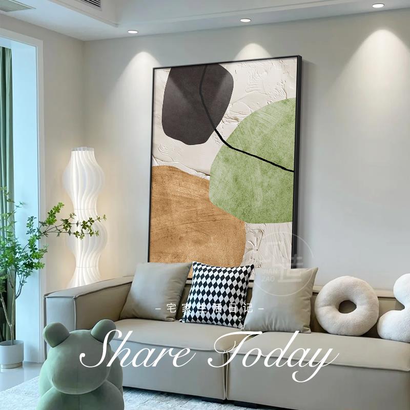 意式极简挂画高级感石来运转沙发背景墙装饰画小众抽象客厅落地画
