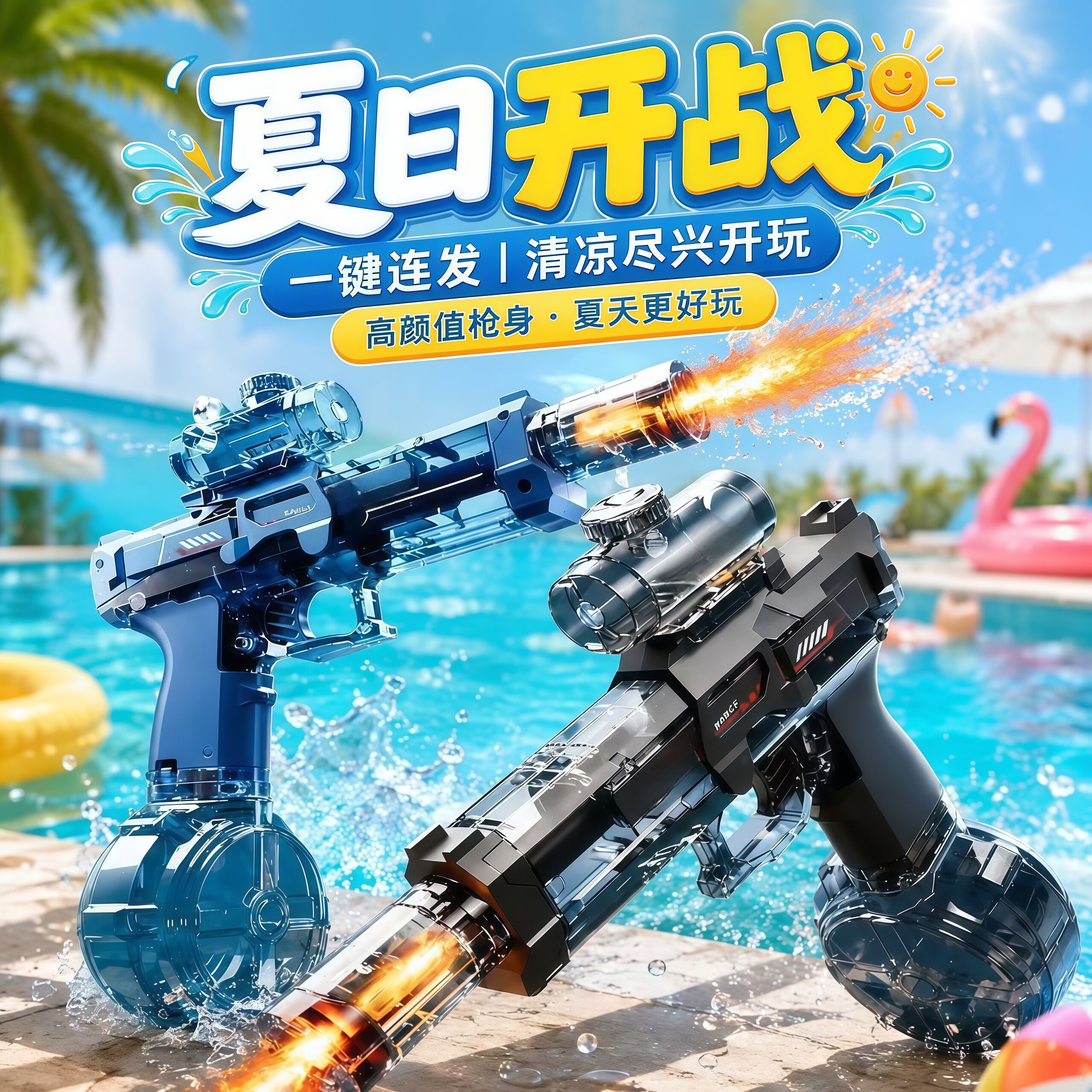 网红黑科技灯光连发高压水枪