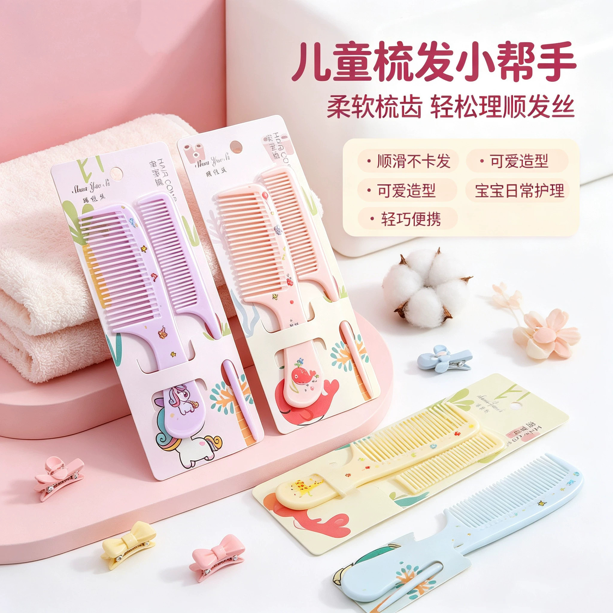 儿童防静电卡通可爱宽齿梳
