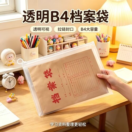 透明加厚防水大容量B4文件袋