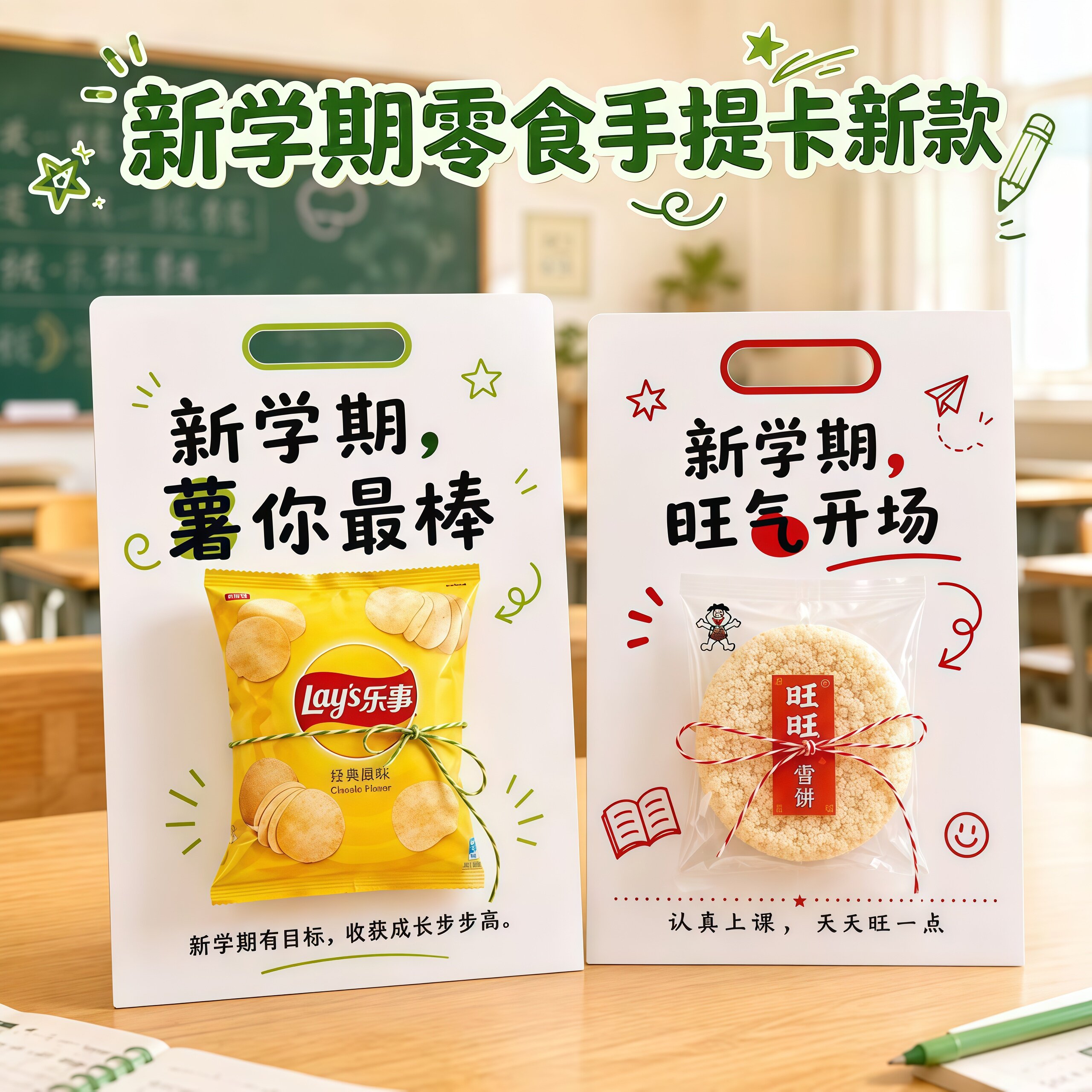 开学惊喜零食手提贺卡