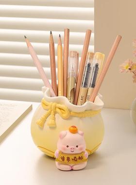 创意笔筒高级感大容量文具收纳盒办公桌面装饰品摆件教师节礼物