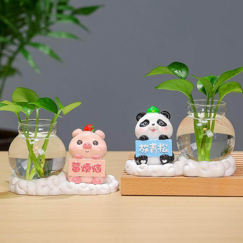 水培摆件莫生气办公室中式家居桌面装饰绿植花瓶室内高级感小摆件