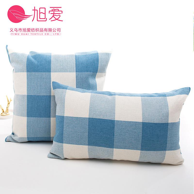 时尚亚麻多色格子居家酒店沙发靠垫抱枕套 午睡休息靠枕套