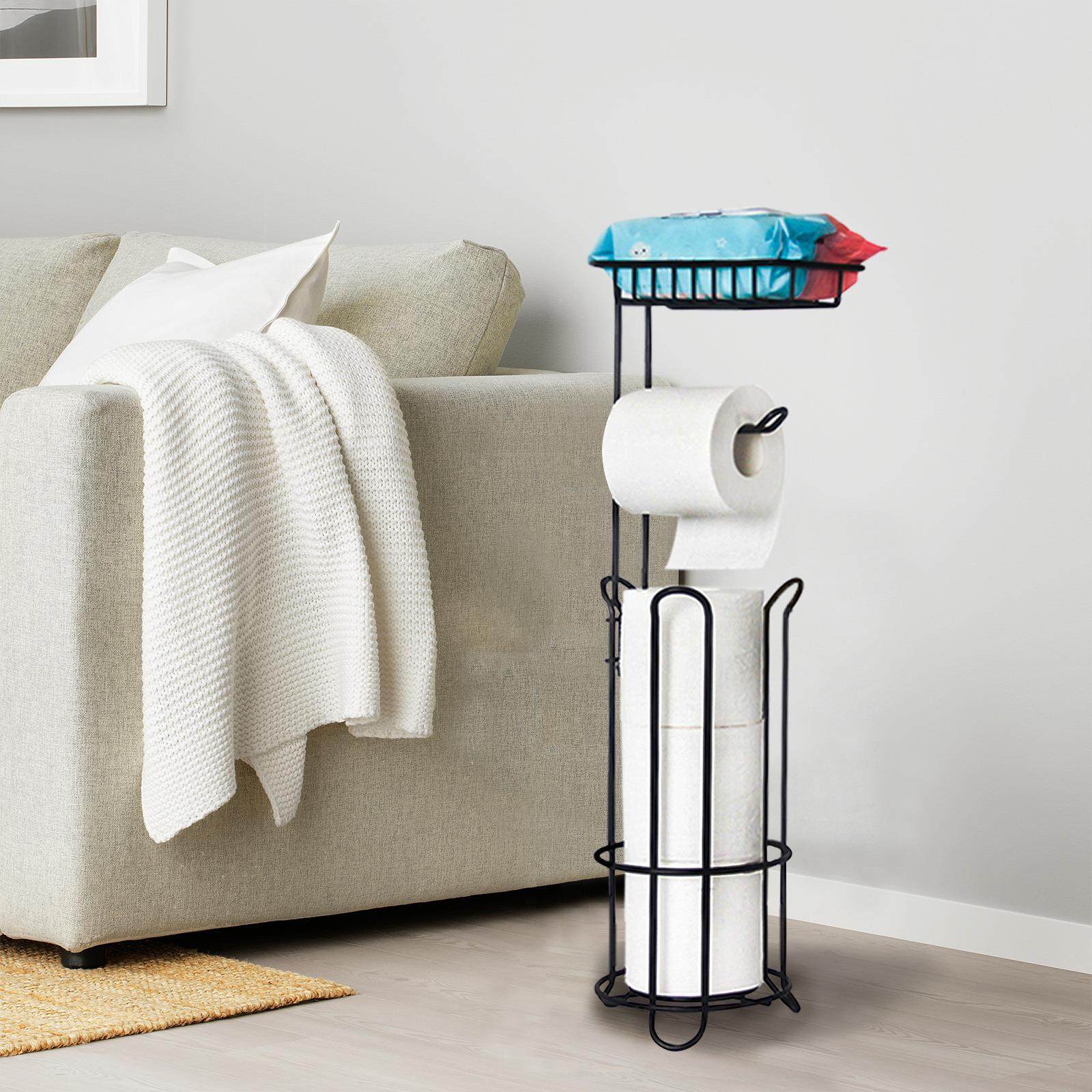 立式纸巾架落地家用厕所卫生纸架置物架厕纸收纳架跨境铁艺卷纸架