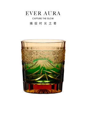 EVRA【远黛】江户切子水晶玻璃酒杯手工雕刻威士忌洋酒杯礼盒套装
