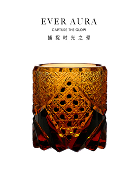 EVRA【夜影】江户切子水晶玻璃酒杯手工雕刻威士忌酒杯礼盒套装