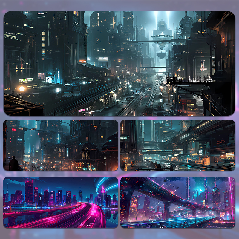 赛博朋克2077游戏滑鼠垫超大电竞科技文字炫酷宿舍电脑桌办公桌垫