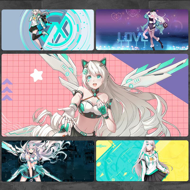 天选姬二次元垫鼠标垫超大号男生家用书桌垫女键盘垫周边定制锁边