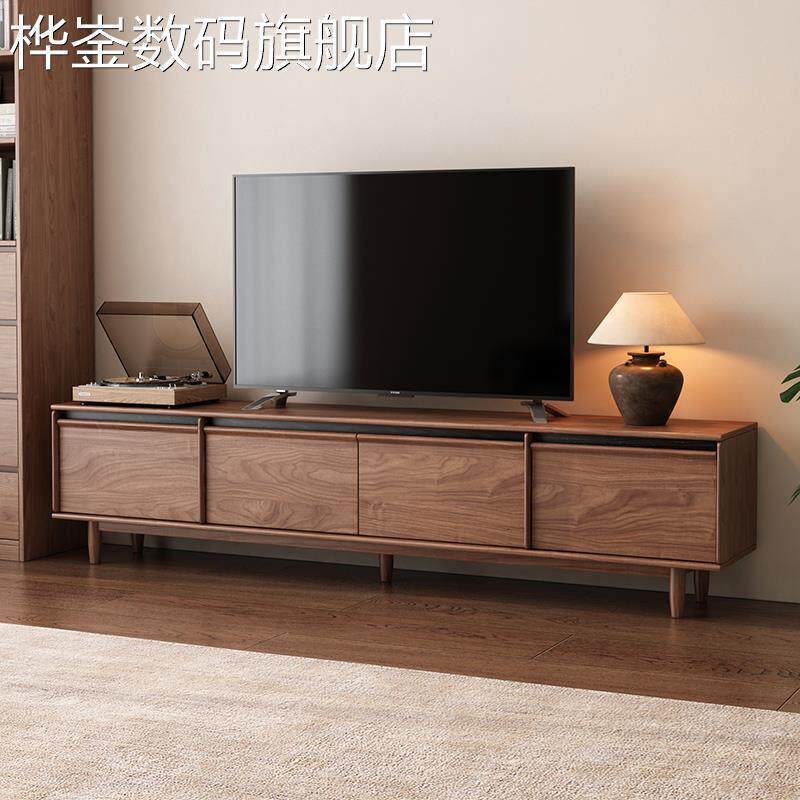 桦崟实木中古风电视柜茶几组合客厅家用2025新款收纳储物柜一体小户型床笠拉车