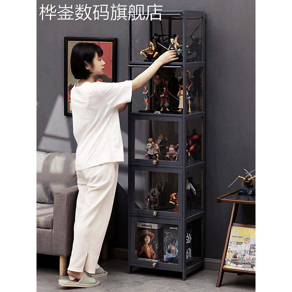 桦崟手办展示柜亚克力乐高展示架非玻璃化妆品货架家用陈列柜子摆件垫垫床笠拉车