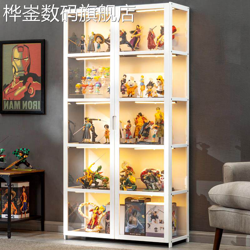 桦崟手办展示柜亚克力乐高模型玩具展示架陈列柜化妆品非玻璃家用货架摆件垫垫床笠拉车