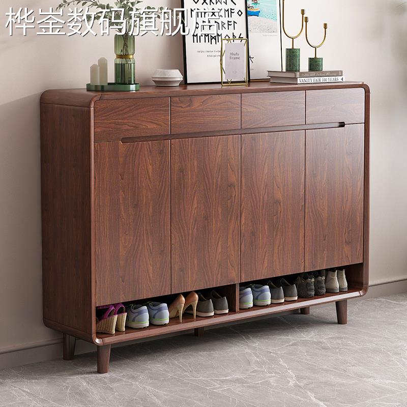 桦崟新中式鞋柜纯全实木大容量家用门口客厅小户型入户玄关一体收纳柜